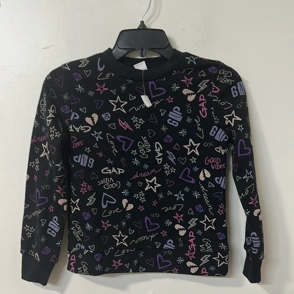 GAP Kids Black Graphic Long Sleeve Shirt